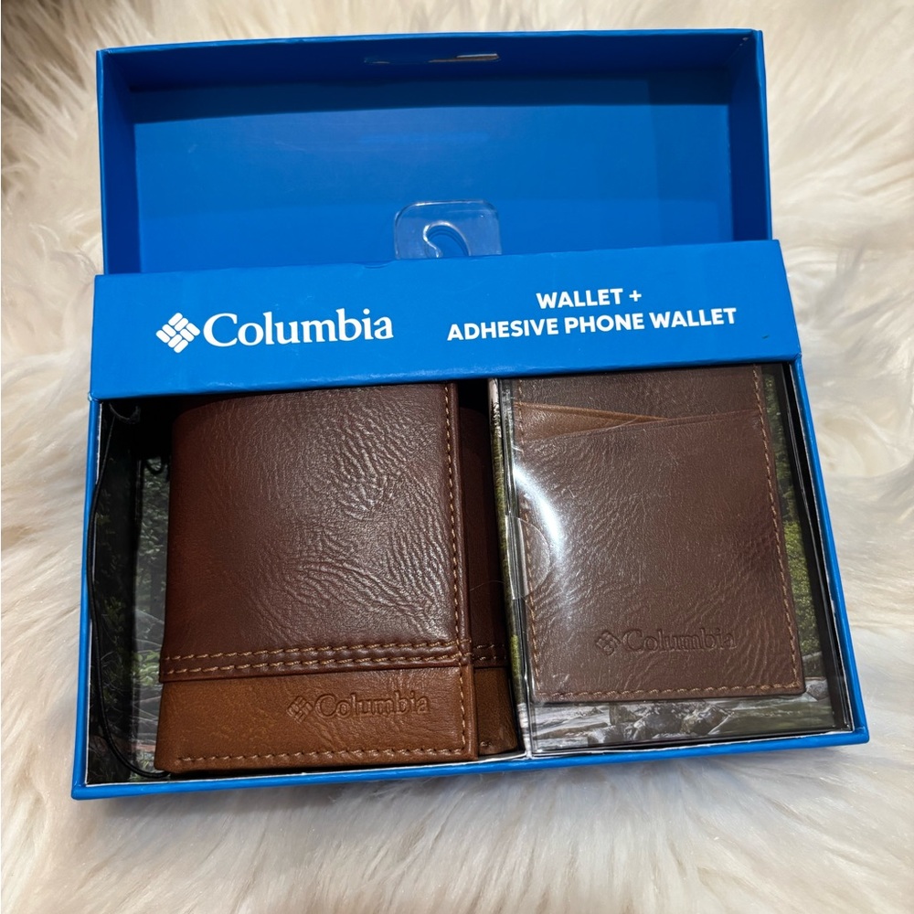 Columbia Brown Leather Wallet and Adhesive Phone wallet Set - Picture 9 of 12